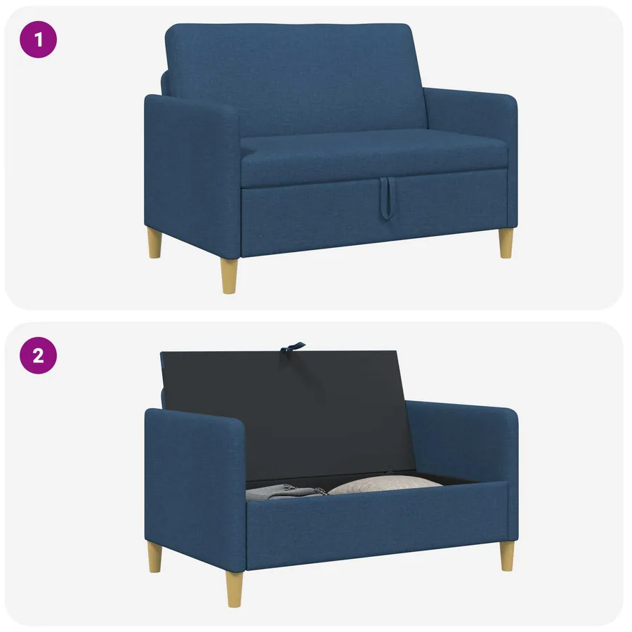 Sofa avec rangement Bleu 122 x 78 x 87 cm Polyester - 6