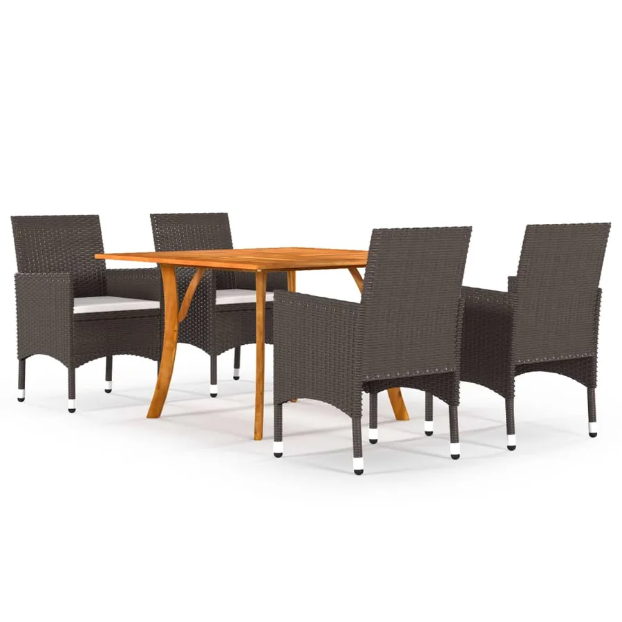 Ensemble à manger de jardin 5 pcs Marron