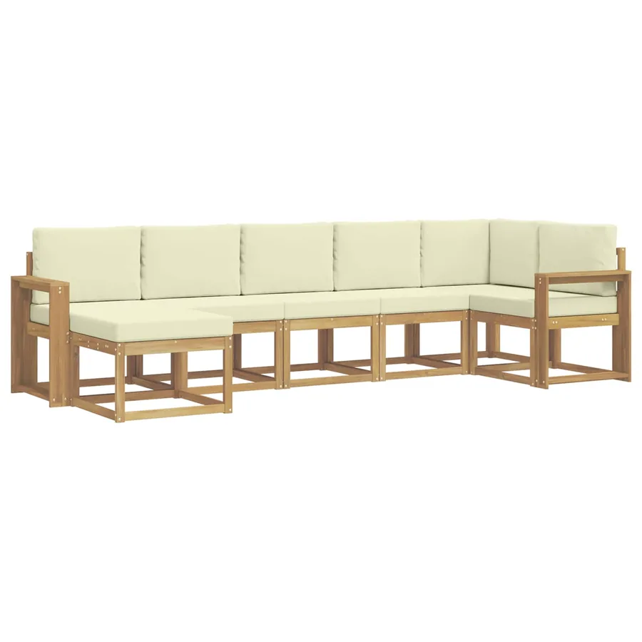 Ensemble de canapés d'extérieur 7 pcs Blanc et crème Polyester - 2