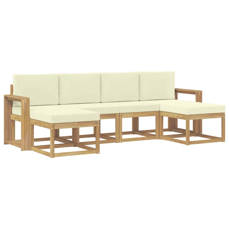 Ensemble de canapés d'extérieur 6 pcs Blanc et crème Polyester - 2