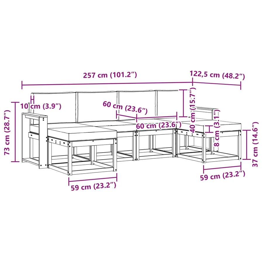 Ensemble de canapés d'extérieur 6 pcs Blanc et crème Polyester - 6