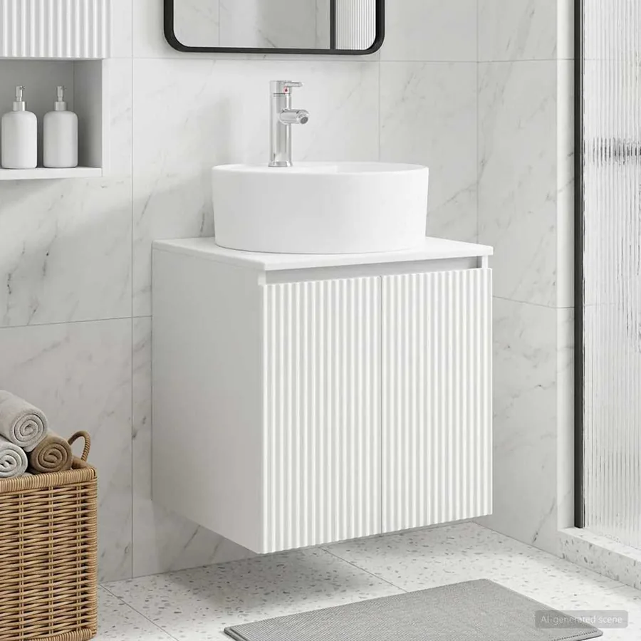 Vanité de lavabo mural Blanc 49,5 x 44,5 x 65 cm