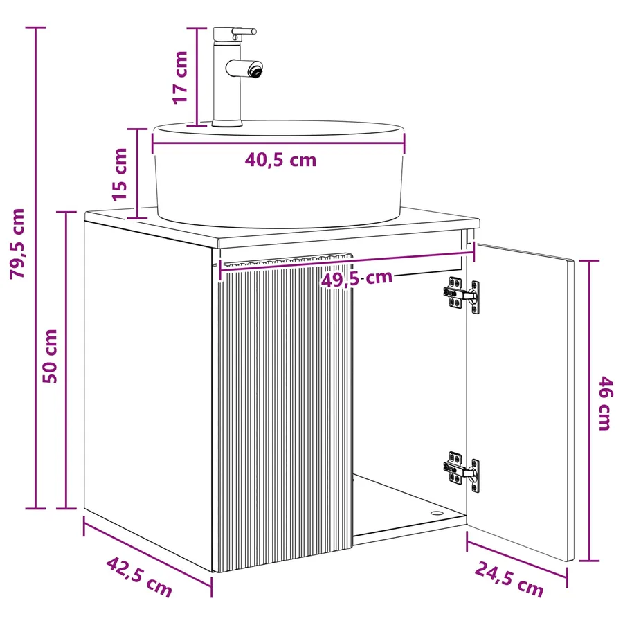 Vanité de lavabo mural Blanc 49,5 x 44,5 x 65 cm - 8