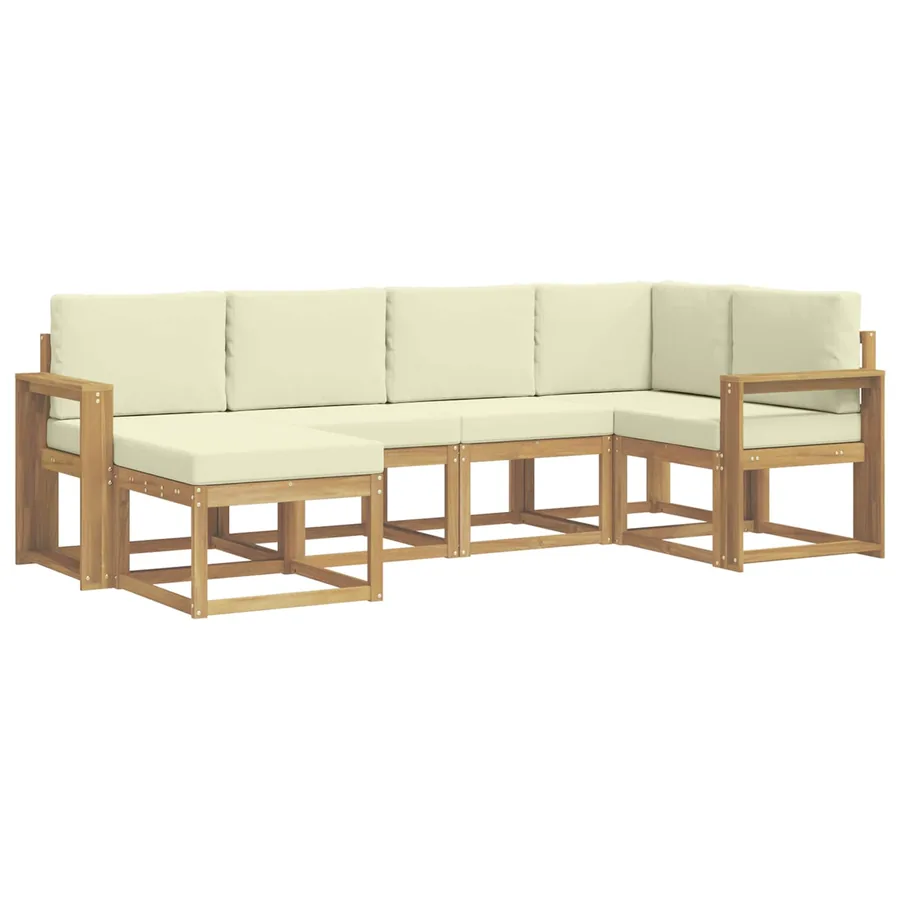 Ensemble de canapés d'extérieur 6 pcs Blanc et crème Polyester - 2