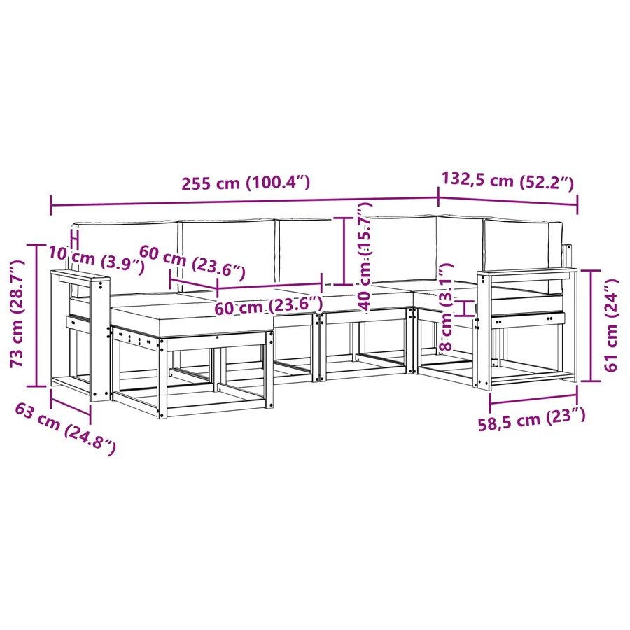 Ensemble de canapés d'extérieur 6 pcs Blanc et crème Polyester - 7