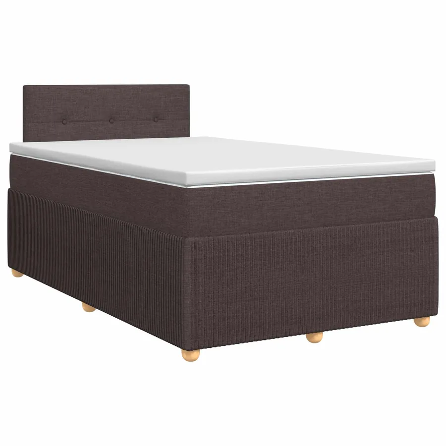 Lit boxspring avec matelas Marron foncé 120 x 200 cm Tissu