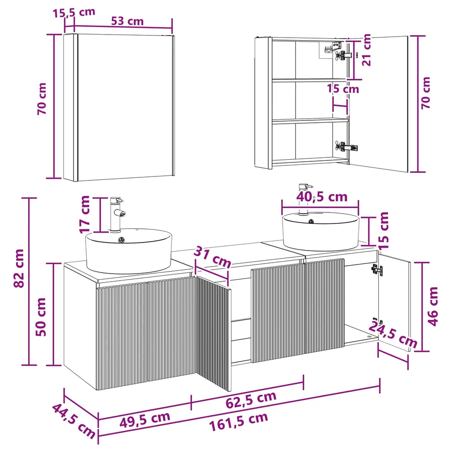 Ensemble d'armoire de salle de bain 5 pcs Blanc - 13