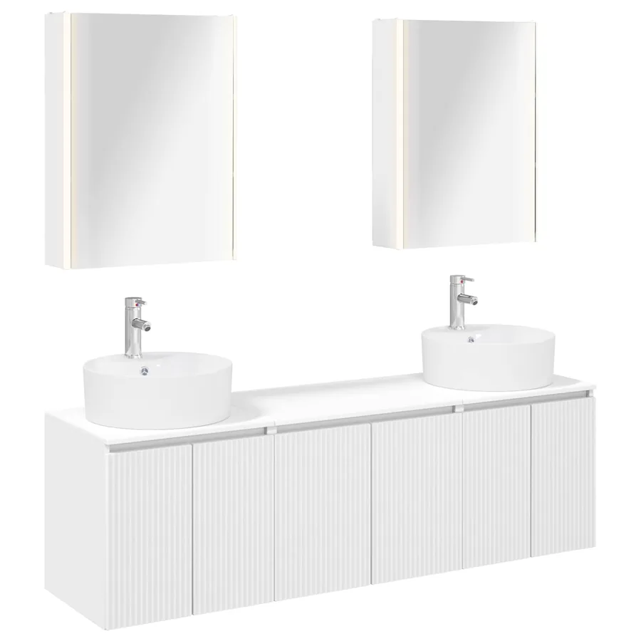 Ensemble d'armoire de salle de bain 5 pcs Blanc - 2