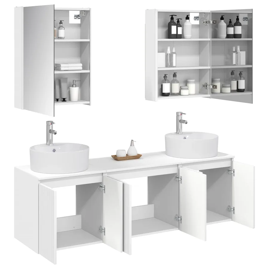 Ensemble d'armoire de salle de bain 5 pcs Blanc - 3