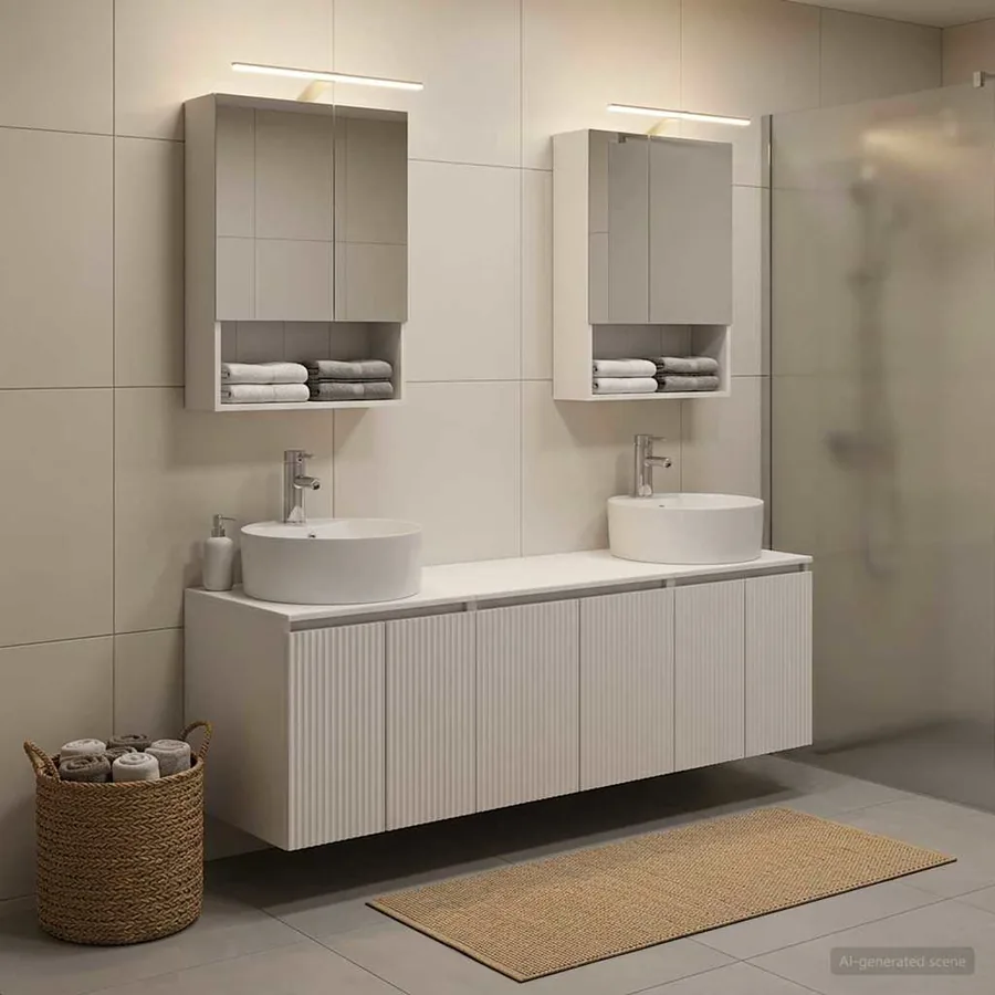 Ensemble d'armoire de salle de bain 5 pcs Blanc