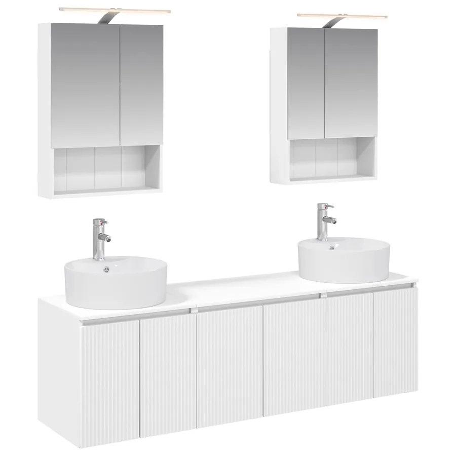 Ensemble d'armoire de salle de bain 5 pcs Blanc - 2