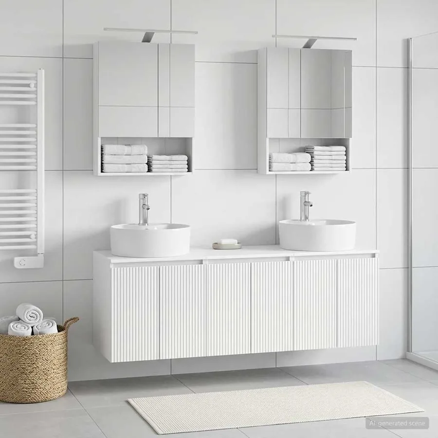 Ensemble d'armoire de salle de bain 5 pcs Blanc - 4