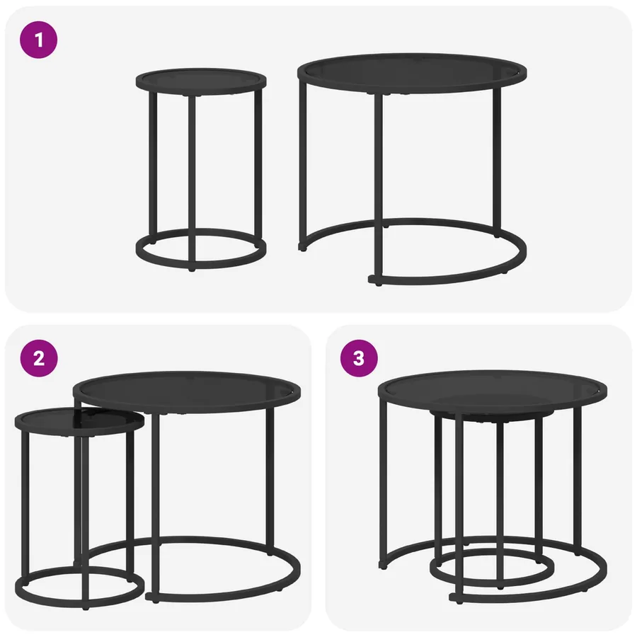 Ensemble de tables basses 2 pcs 55 x 55 x 45 cm acier - 11