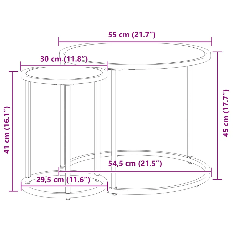 Ensemble de tables basses 2 pcs 55 x 55 x 45 cm acier - 12