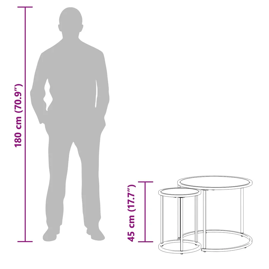 Ensemble de tables basses 2 pcs 55 x 55 x 45 cm acier - 13