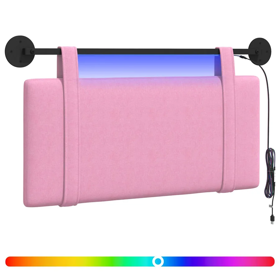 Tête de lit suspendue Avec lumière LED Rose Tissu - 2
