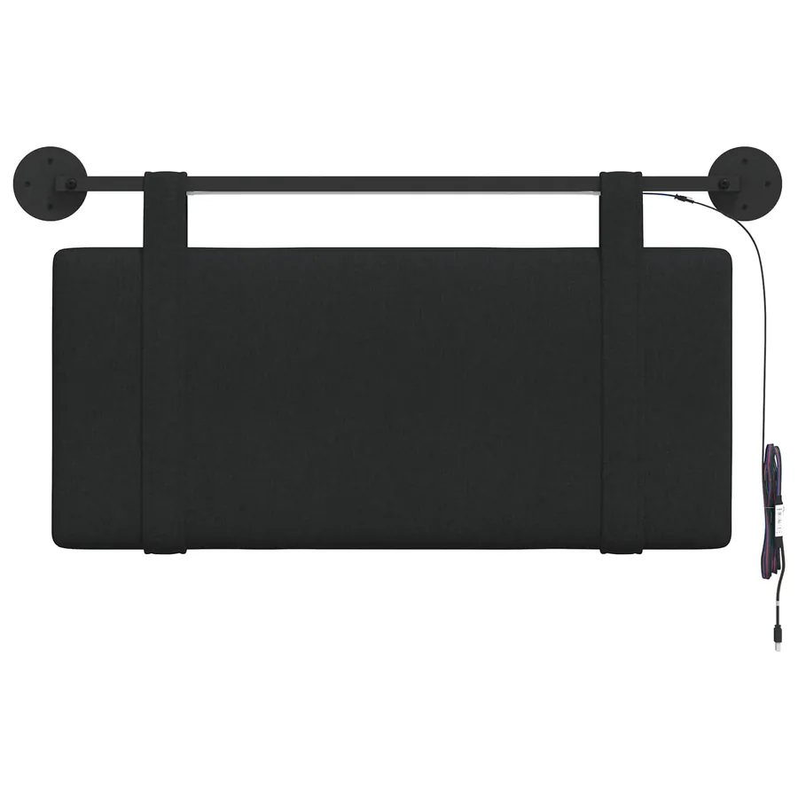 Tête de lit suspendue Avec lumière LED Noir Tissu - 6