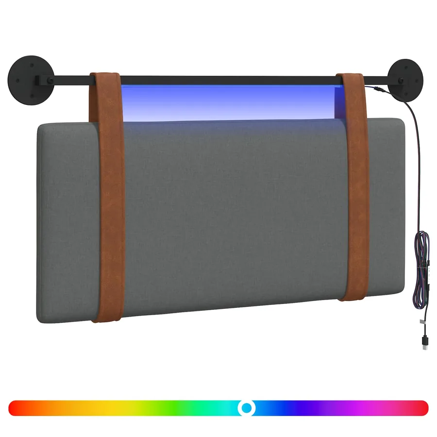 Tête de lit suspendue Avec lumière LED Gris foncé PU antique - 2