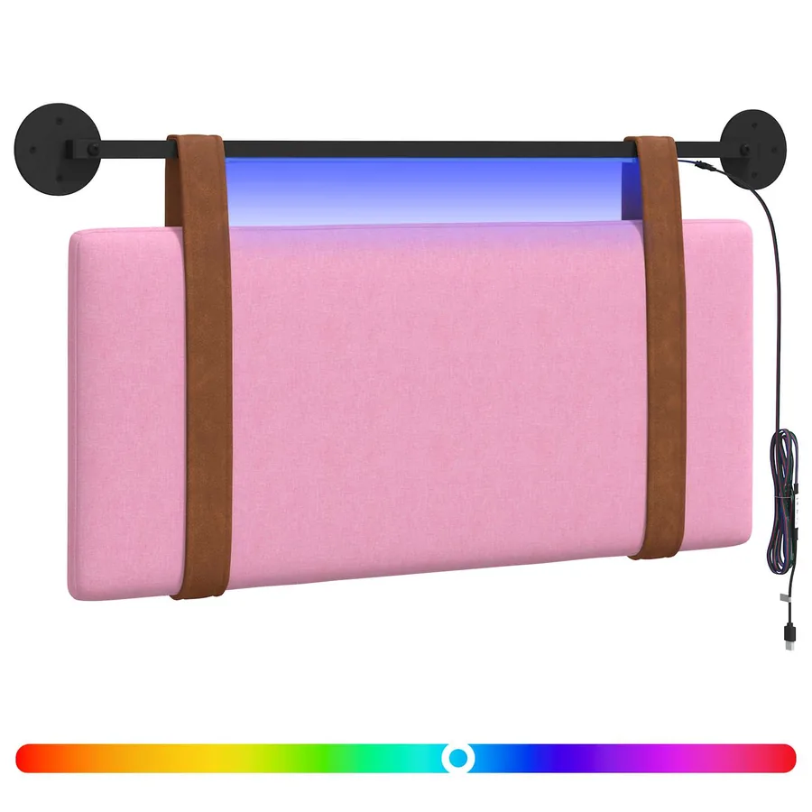 Tête de lit suspendue Avec lumière LED Rose PU antique - 2