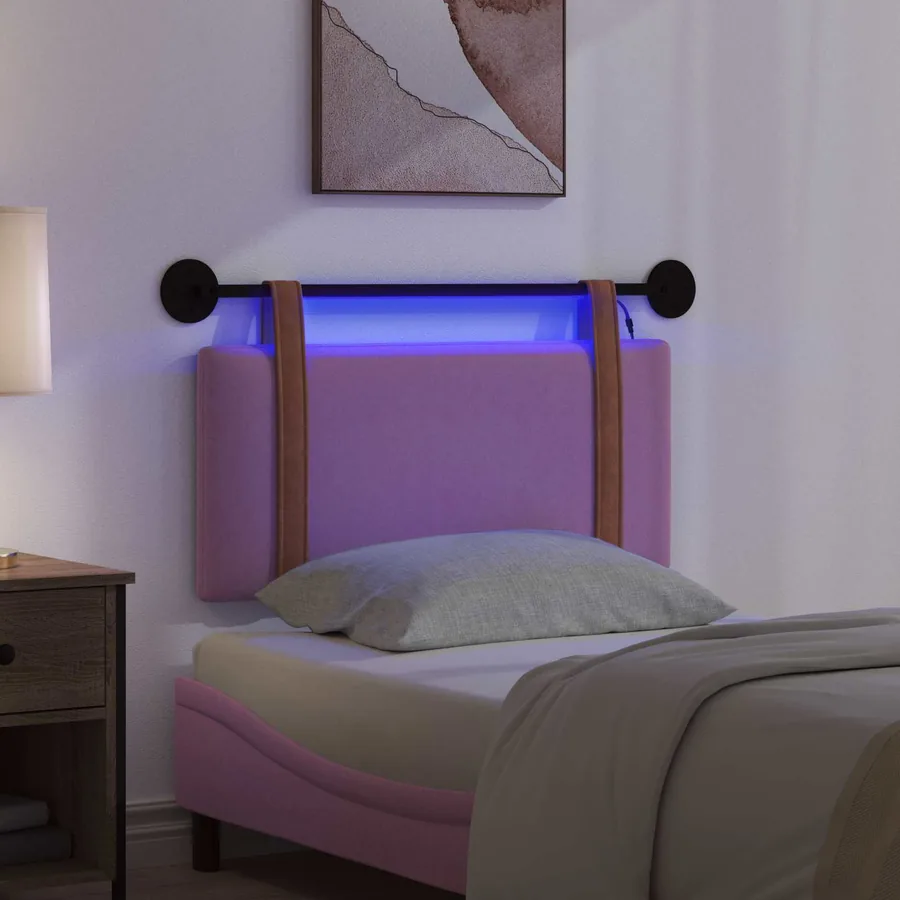 Tête de lit suspendue Avec lumière LED Rose PU antique - 5