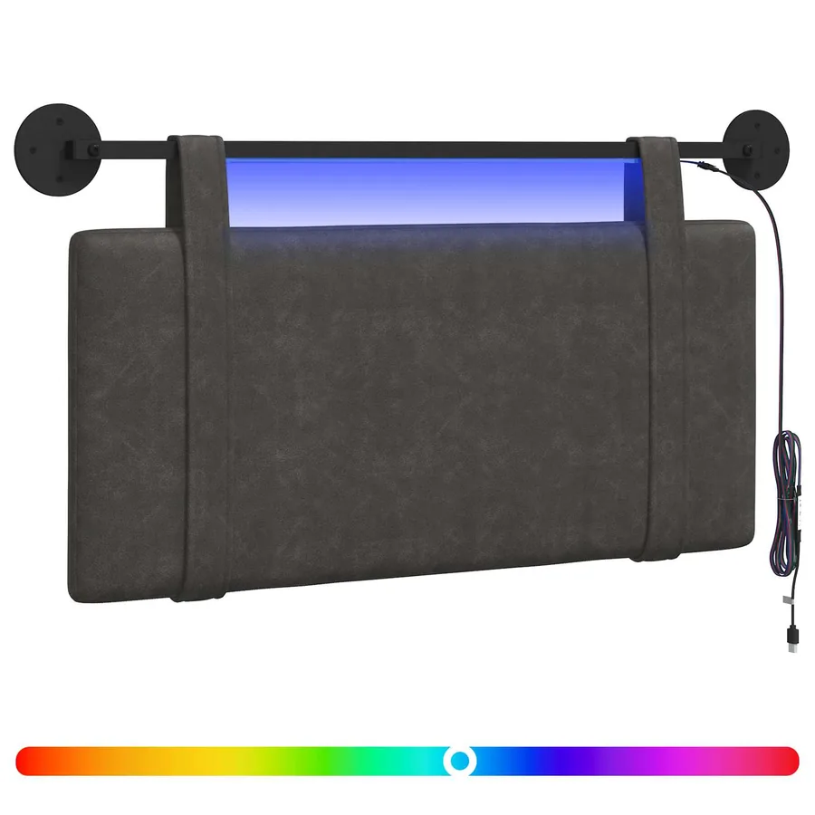 Tête de lit suspendue Avec lumière LED Noir PU antique - 2