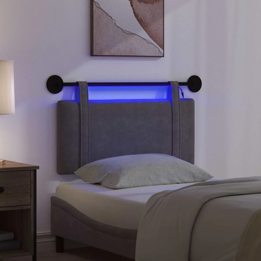Tête de lit suspendue Avec lumière LED Noir PU antique - 5