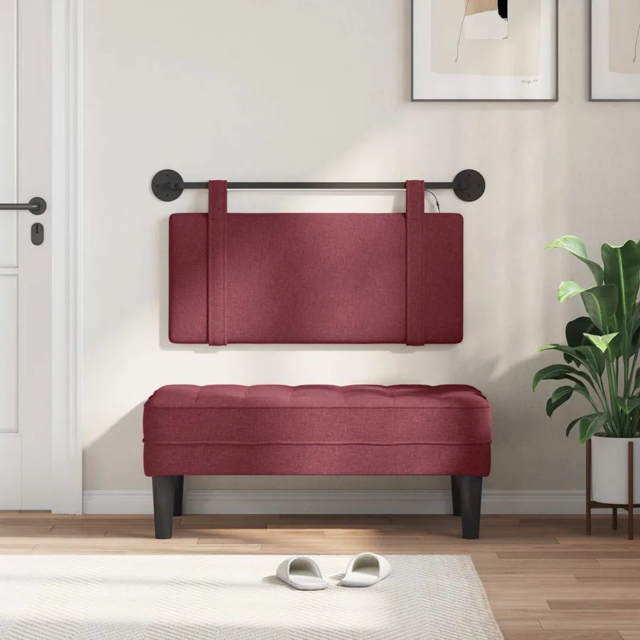 Tête de lit suspendue Avec lumière LED Bordeaux Tissu - 3