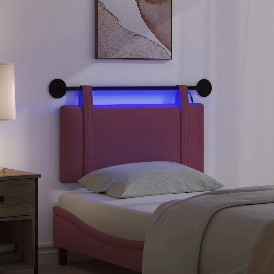 Tête de lit suspendue Avec lumière LED Bordeaux Tissu - 5