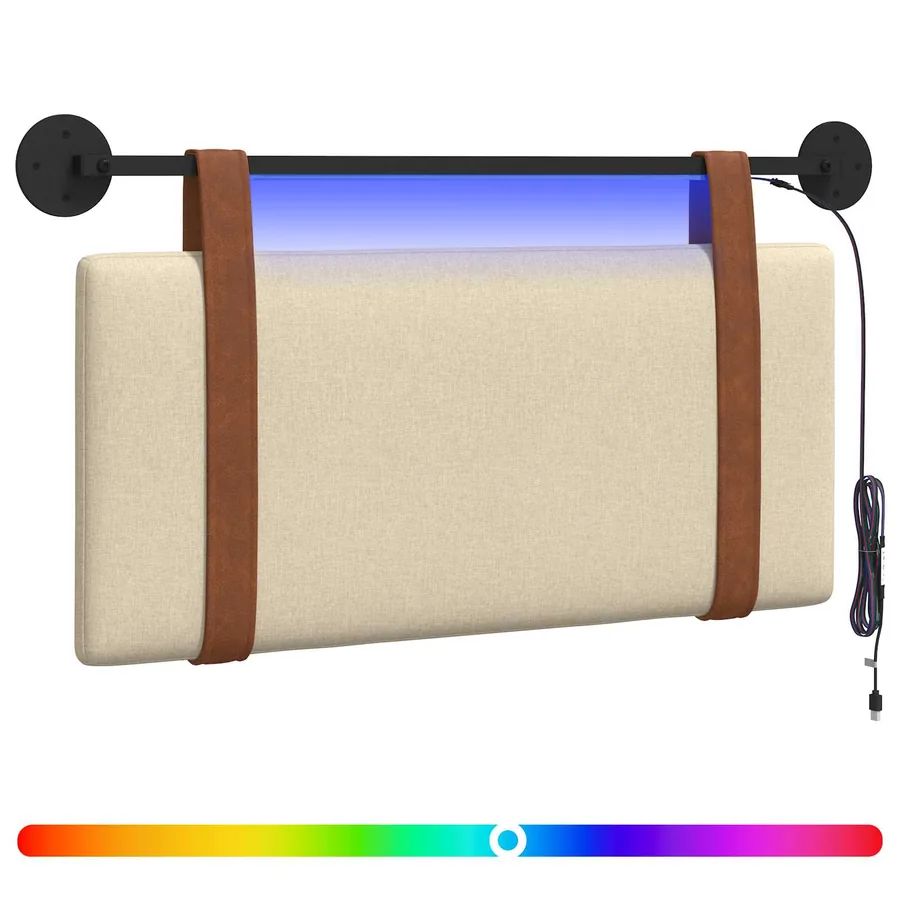 Tête de lit suspendue Avec lumière LED Crème PU antique - 2