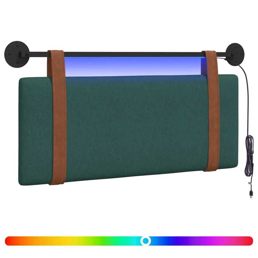 Tête de lit suspendue Avec lumière LED Vert foncé PU antique - 2