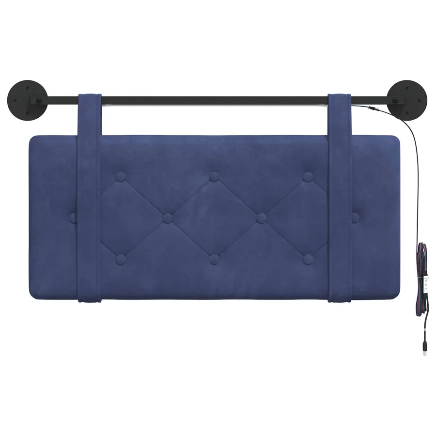 Tête de lit suspendue Avec lumière LED Bleu police Velours - 6