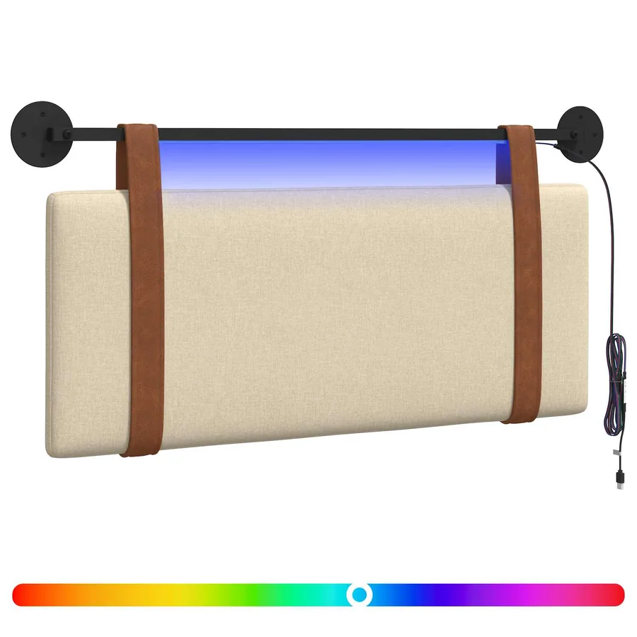 Tête de lit suspendue Avec lumière LED Crème PU antique - 2