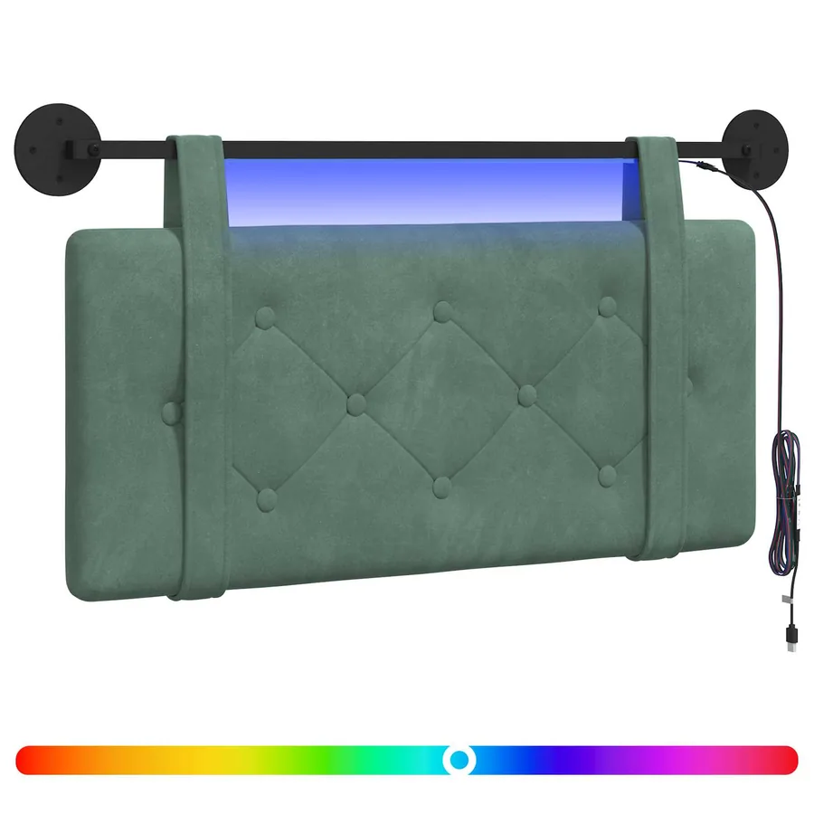 Tête de lit suspendue Avec lumière LED Vert Mer Velours - 2