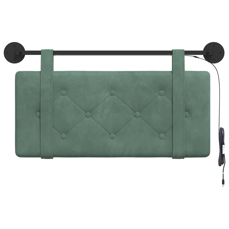 Tête de lit suspendue Avec lumière LED Vert Mer Velours - 6