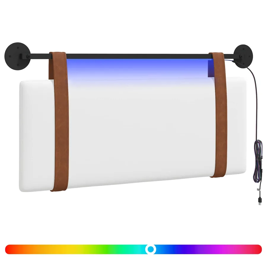 Tête de lit suspendue Avec lumière LED Blanc PU antique - 2