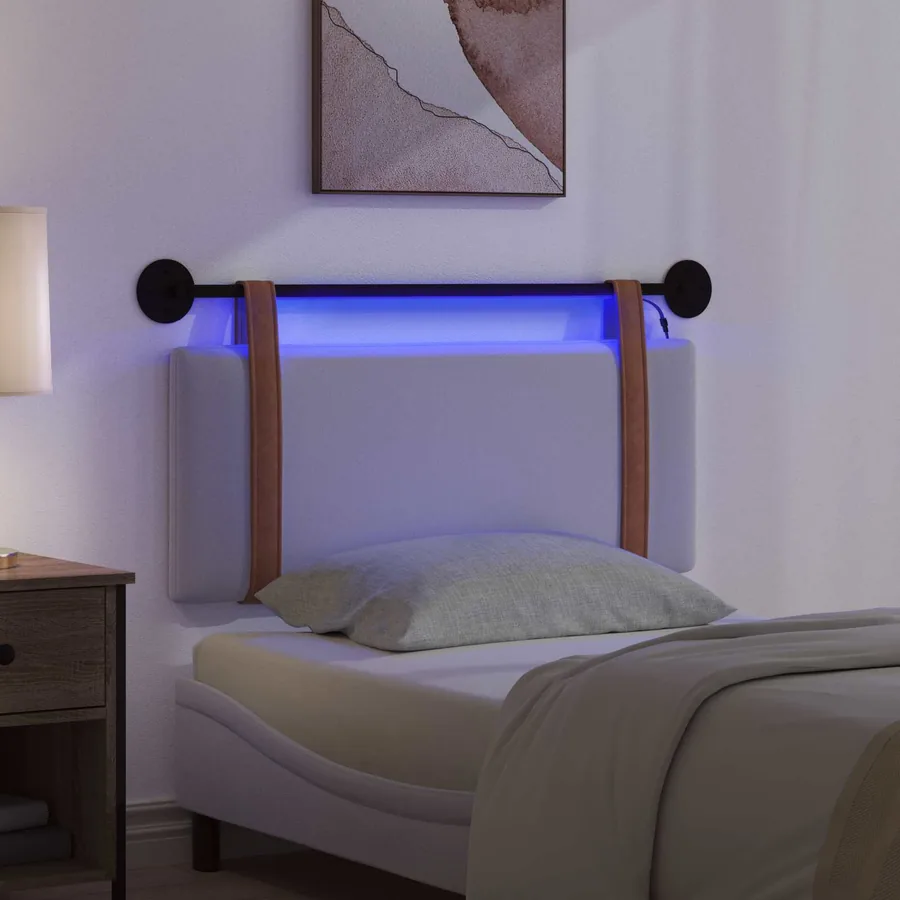 Tête de lit suspendue Avec lumière LED Blanc PU antique - 5