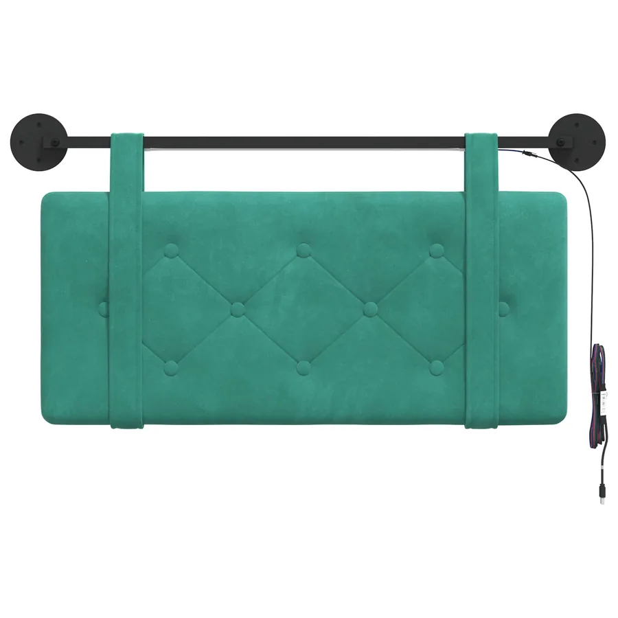 Tête de lit suspendue Avec lumière LED Turquoise Velours - 6