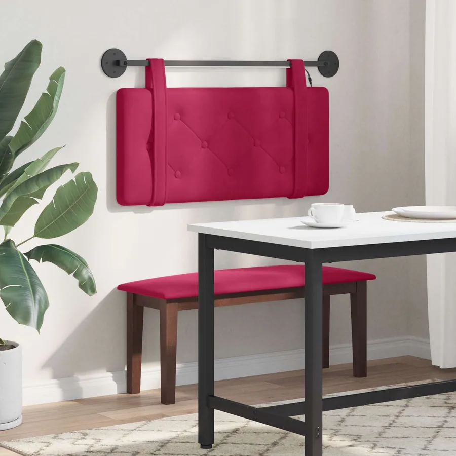 Tête de lit suspendue Avec lumière LED Bordeaux Velours - 4