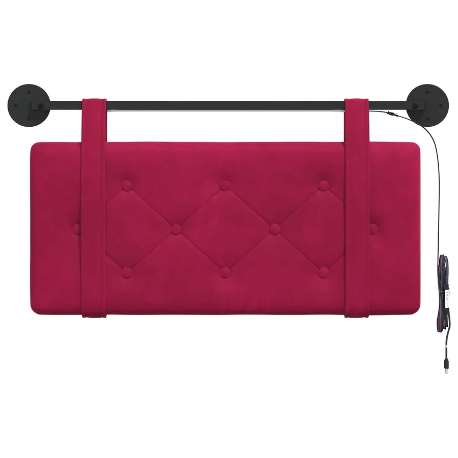 Tête de lit suspendue Avec lumière LED Bordeaux Velours - 6