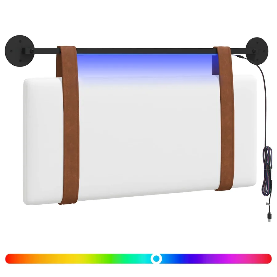 Tête de lit suspendue Avec lumière LED Blanc PU antique - 2