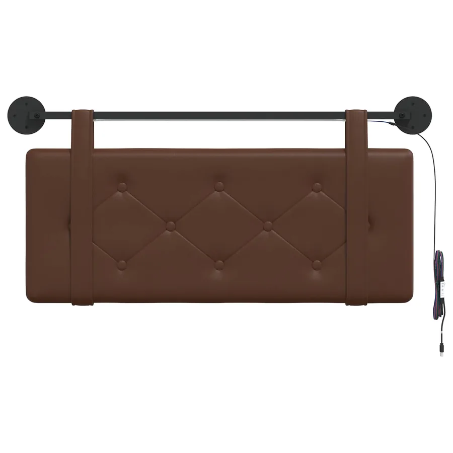 Tête de lit suspendue Avec lumière LED Marron Simili cuir - 6