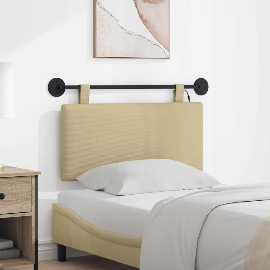 Tête de lit suspendue Gris Vert Clair Tissu en velours côtelé