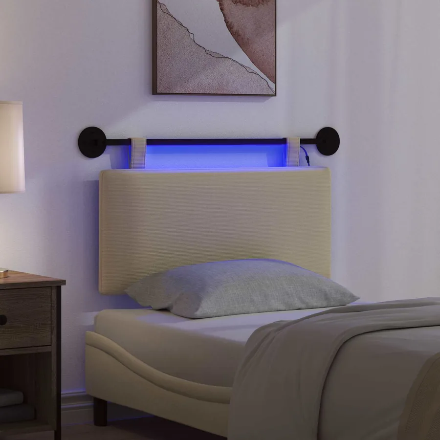 Tête de lit suspendue Gris Vert Clair Tissu en velours côtelé - 5