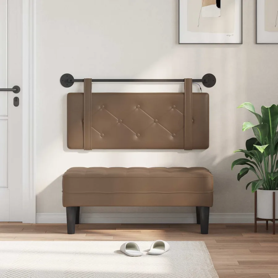 Tête de lit suspendue Avec lumière LED Cappuccino Simili cuir - 3