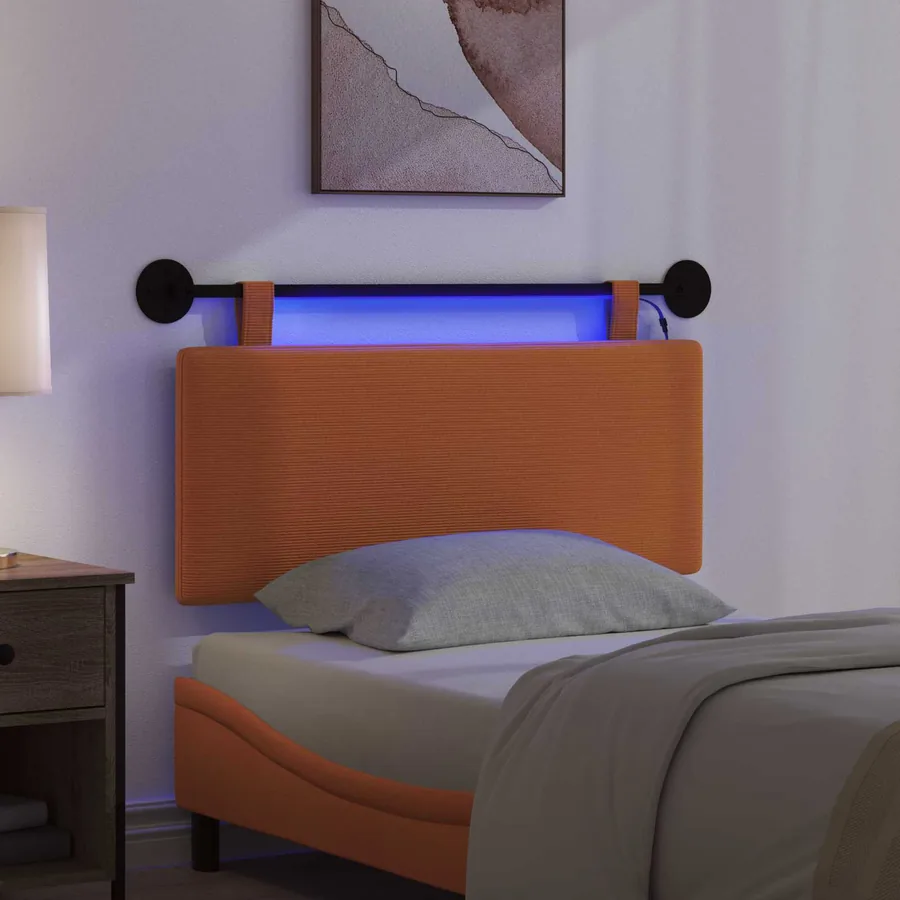 Tête de lit suspendue Orange Tissu en velours côtelé - 5