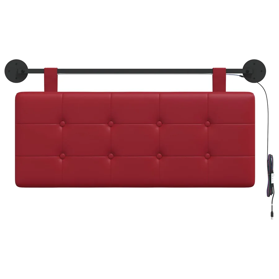 Tête de lit suspendue Avec lumière LED Bordeaux Simili cuir - 6