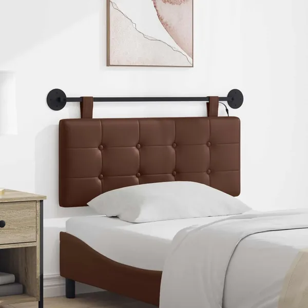 Tête de lit suspendue Avec lumière LED Marron Simili cuir