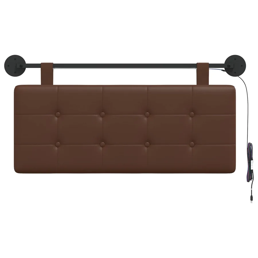 Tête de lit suspendue Avec lumière LED Marron Simili cuir - 6