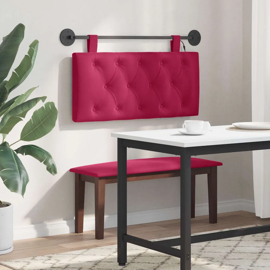 Tête de lit suspendue Avec lumière LED Bordeaux Velours - 4