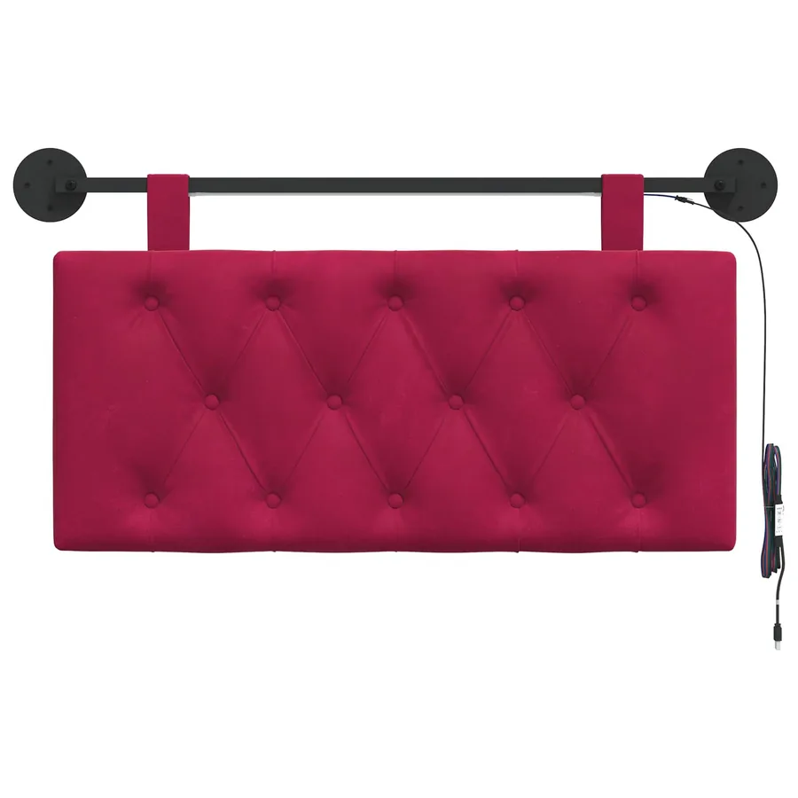 Tête de lit suspendue Avec lumière LED Bordeaux Velours - 6